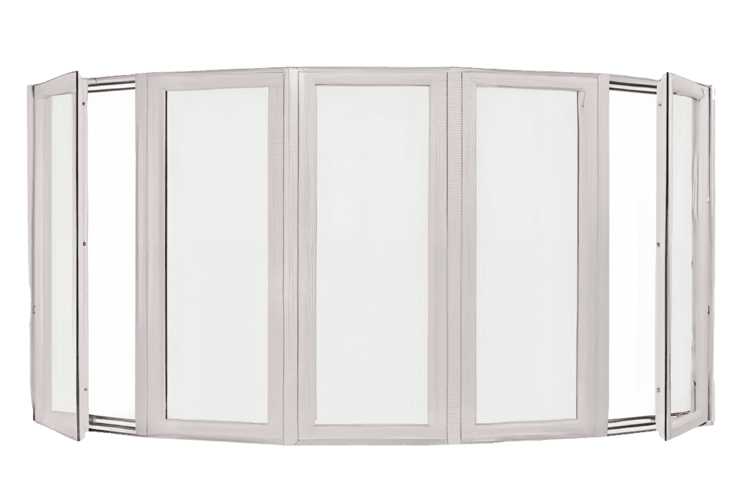 Large Clear Bay Windows with a White Trim